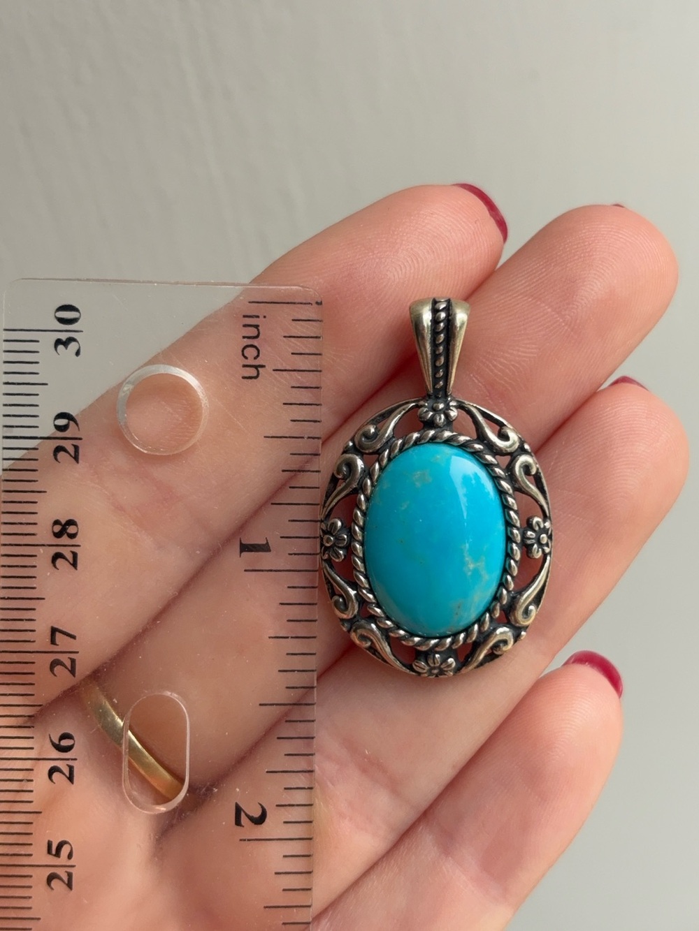 Carolyn Pollack Relios Sterling Silver Chunky Turquoise Southwestern Pendant - Picture 5 of 5